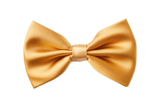 A golden bow tie isolated isolated on transparent or white background, png