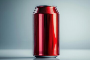 vibrant aluminum red soda can isolated on a crisp white background showcasing its sleek design and reflective surface capturing the essence of refreshment and youthfulness