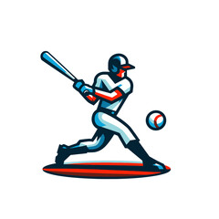 Obraz premium Baseball player isolated vector illustration. Modern style mascot. Simplified shapes style.