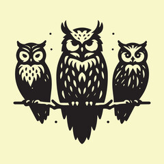 Silhouette set of owl