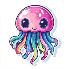 Cute Jellyfish with Rainbow Tentacles Design