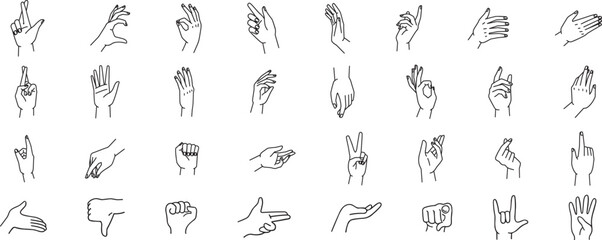 Icon Set of Editable Line Hand Variations 