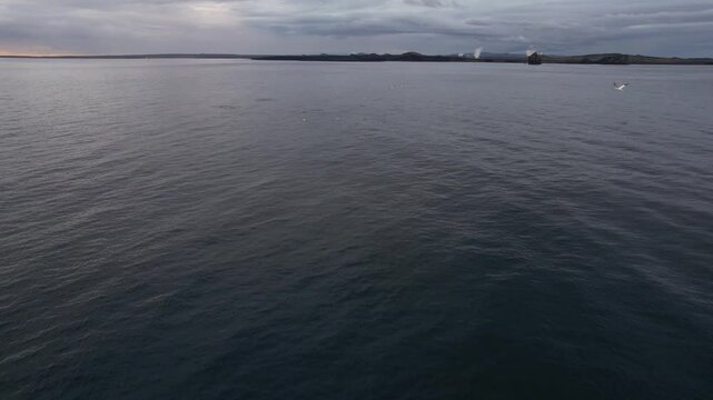 Aerial Footage of the Icelandic coast near Grindav&iacute;k. Filmed with a Drone during the sunset.