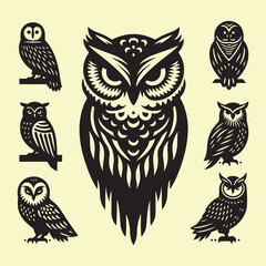 Silhouette set of owl