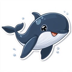 Fototapeta premium Happy Baby Whale Isolated for Cute Sticker Design