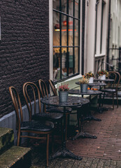 Picturesque autumn scene of Amsterdam, Netherlands Famous Dutch channels and great cityscape.