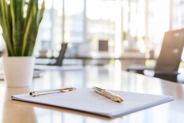 Office Workspace with Pen and Paper