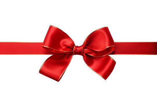 Red ribbon bow isolated on transparent or white background, png