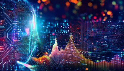 Obraz premium Big data, a futuristic backdrop, embodying cutting-edge technology, machine learning, and the future of business intelligence.