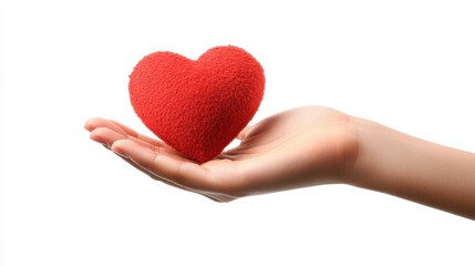Fototapeta premium Hand holding red heart love on isolate white background
