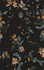 Big flowers pattern, upscale floral pattern. graphical textures floral, trendy colors pattern , flowers background with leaves. vector illustration,tropical,monochrome abstract