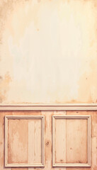 Rustic wooden wall with empty frames and pastel background for creative display or art showcase 
