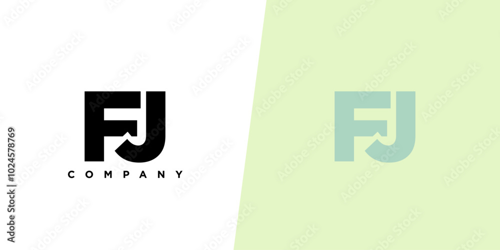 Fototapete letter f and j, fj logo design template. minimal monogram initial based logotype.