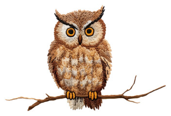 Fototapeta premium PNG Cute Owl in embroidery style owl animal bird.