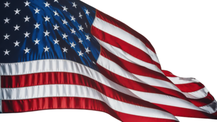  USA flag isolated on white background.