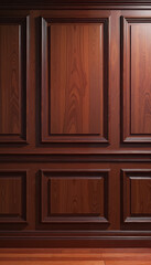 Elegant wooden wall panel with rich mahogany texture for interior design or architecture background
