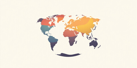 Naklejka premium World map. vector illustration of Earth. Planet image, flat background. environmental friendly, colorful image. representation icon logo.. America, Asia, Africa, Europe, Asia, Australia. travel guide