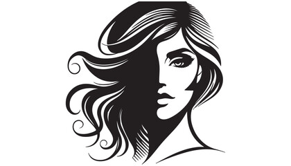 beautiful female face. useful for products for women, beauty salons silhouettes vector illustration black and white art