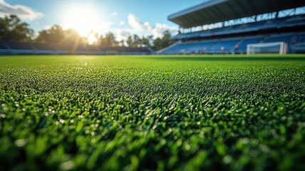 vibrant lawn in a soccer stadium rich green grass meticulously maintained radiating energy and excitement for the upcoming game day encapsulating the spirit of sports and community