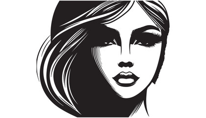 beautiful female face. useful for products for women, beauty salons silhouettes vector illustration black and white art