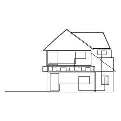 Vector modern architecture of house, one continuous line drawing isolated on white background