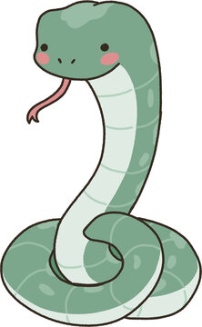 cute green snake coiled up clip art preview