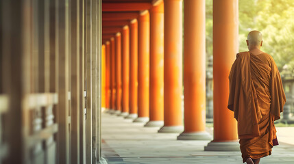 Obraz premium The Serenity of Solitude: Monks and Their Journey Through Sacred Spaces 