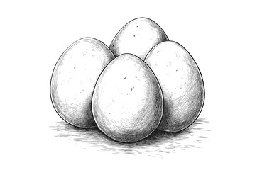 Eggs, sketch. Vintage retro print, hand-drawn illustration eggs, detailed drawing eggs. Black ink, engraving simple lines, sketch style, line art, graphic design. Illustration