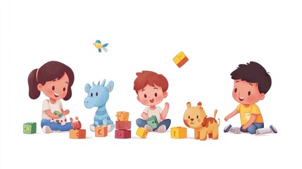 Fototapeta premium Children playing with toys