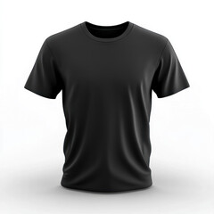 Black t-shirt on white background with folded sleeves and small logo on chest. Clean, minimalist design for versatile styling options.