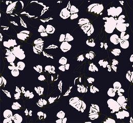 Flowers seamless pattern. vector illustration. Abstract flowers, floral vector with leaves