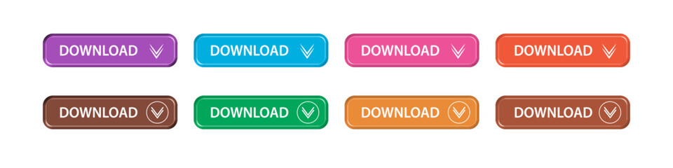 download button as vector element graphic of website or application illustration isolated on white background. set of downloads buttons for app and web graphics design