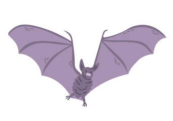 Fototapeta premium Cute hand drawn bat for Halloween decoration. Flying animal isolated on white background. Spooky design for autumn holiday. Good for stickers, decoration