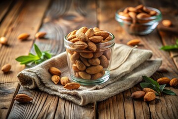 Almonds in Glass - Healthy Snack Close-Up, Nutritious Food, Organic Ingredients, Natural Beauty