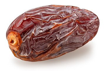 Semi-dry date, or date palm fruit isolated on white background. File contains clipping path.