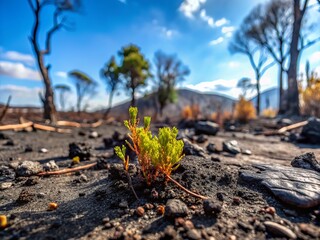 Impact of Rural Wildfire After Extended Drought in Macro Photography