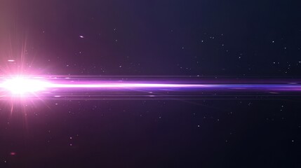 Obraz premium A glowing horizontal light flare against a dark, transparent background. The light is soft