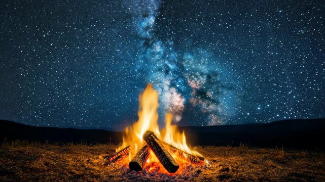 Campfire Under the Milky Way