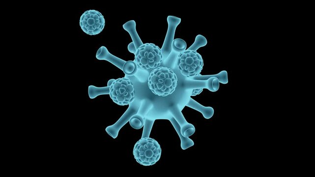 Hologram of white blood cells attacking and killing a virus. with an alpha channel