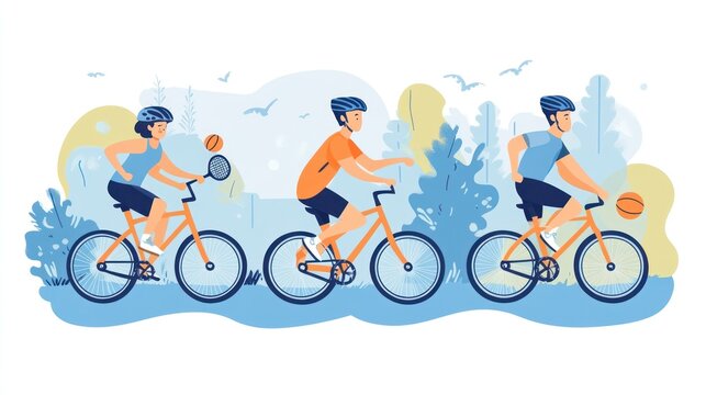 Three People Riding Bikes in the Park