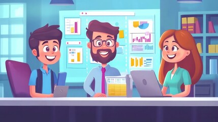 Teamwork and collaboration in a modern office