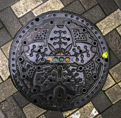 Intricately Designed Japanese Manhole Cover