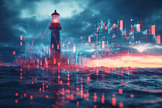 Digital Lighthouse with Stock Market Overlay