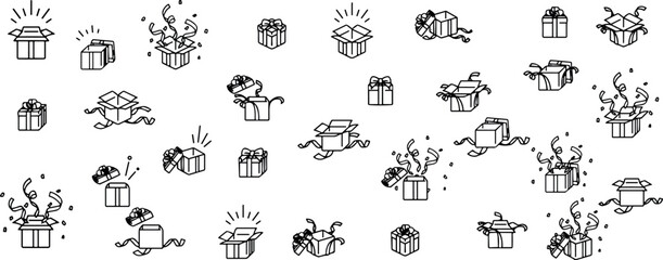 Gift box icon in line style isolated on white.