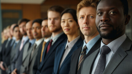 Fototapeta premium A team of people each representing a nationality, multiple nationalities