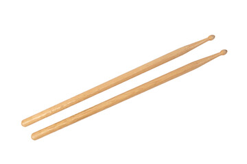 Wooden drum sticks isolated cut out white background