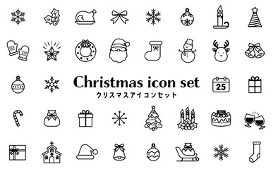 Fototapeta premium クリスマス アイコンセット モノクロ