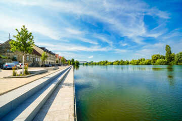 View of the Main and the surrounding nature in Kitzingen.
