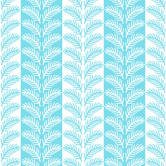 Christmas seamless pattern with holly leaves, Christmas tree branches, red berries and flower on blue background . Vector hand draw illustration for wrapping paper, greeting cards