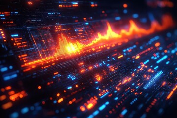 visual exploration of stock market dynamics featuring intricate digital charts and bright data overlays on a softfocus navy canvas invoking a sense of opportunity and growth